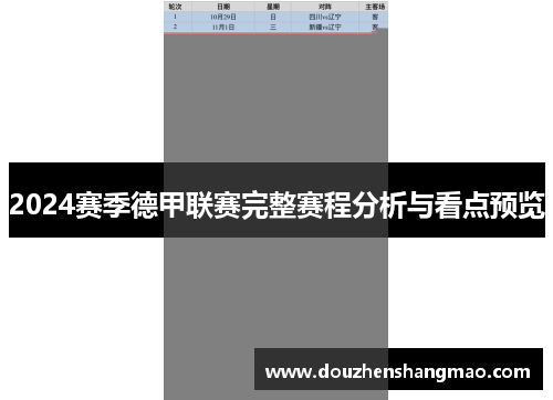 2024赛季德甲联赛完整赛程分析与看点预览